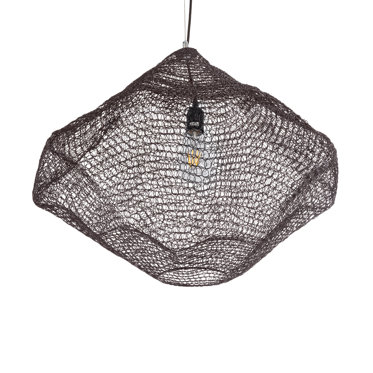 GloboStar® KENTUCKY 01867 Vintage Κρεμαστό Φωτιστικό Οροφής Μονόφωτο 1 x E27 AC220-240V IP20 - Φ60 x Υ50cm - Σκούρο Καφέ Μεταλλικό Πλέγμα - 5 Χρόνια Εγγύηση - ledmania.gr