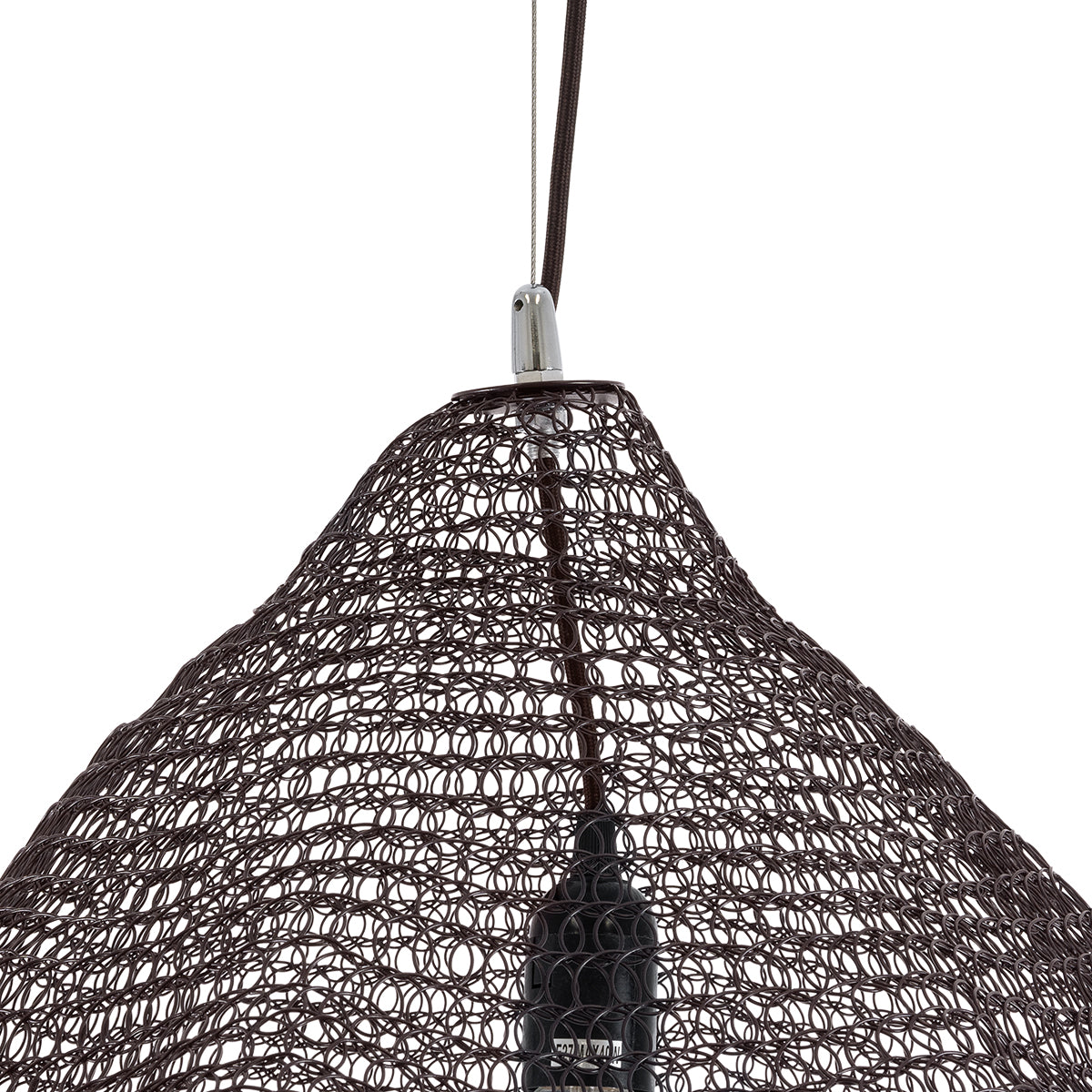 GloboStar® KENTUCKY 01867 Vintage Κρεμαστό Φωτιστικό Οροφής Μονόφωτο 1 x E27 AC220-240V IP20 - Φ60 x Υ50cm - Σκούρο Καφέ Μεταλλικό Πλέγμα - 5 Χρόνια Εγγύηση - ledmania.gr
