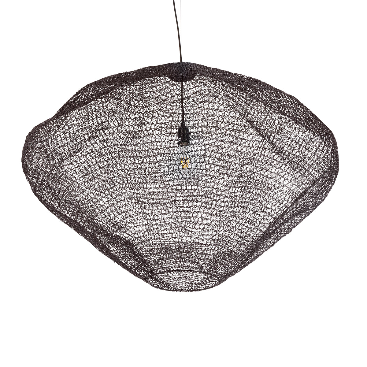 GloboStar® KENTUCKY 01869 Vintage Κρεμαστό Φωτιστικό Οροφής Μονόφωτο 1 x E27 AC220-240V IP20 - Φ90 x Υ70cm - Σκούρο Καφέ Μεταλλικό Πλέγμα - 5 Χρόνια Εγγύηση - ledmania.gr
