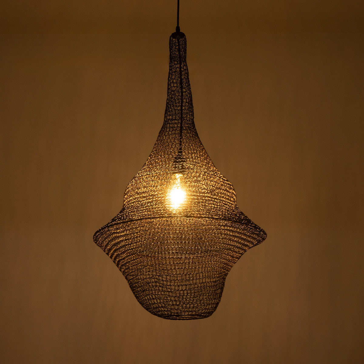 GloboStar® KENTUCKY 01875 Vintage Κρεμαστό Φωτιστικό Οροφής Μονόφωτο 1 x E27 AC220-240V IP20 - Φ50 x Υ90cm - Σκούρο Καφέ Μεταλλικό Πλέγμα - 5 Χρόνια Εγγύηση - ledmania.gr