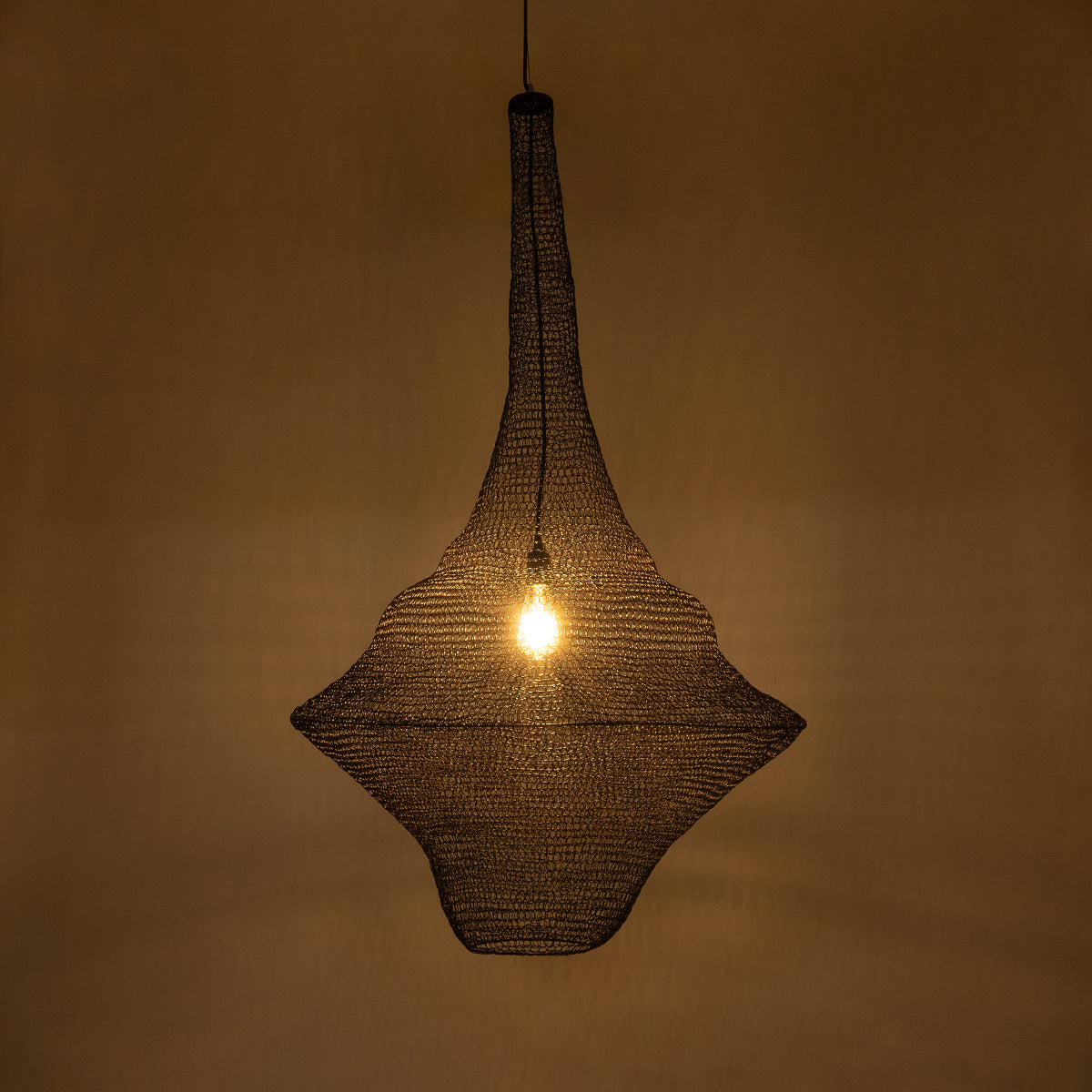GloboStar® KENTUCKY 01878 Vintage Κρεμαστό Φωτιστικό Οροφής Μονόφωτο 1 x E27 AC220-240V IP20 - Φ80 x Υ140cm - Σκούρο Καφέ Μεταλλικό Πλέγμα - 5 Χρόνια Εγγύηση - ledmania.gr