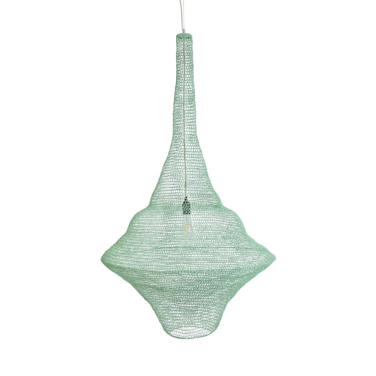 GloboStar® KENTUCKY 01879 Vintage Κρεμαστό Φωτιστικό Οροφής Μονόφωτο 1 x E27 AC220-240V IP20 - Φ80 x Υ140cm - Τιρκουάζ Μεταλλικό Πλέγμα - 5 Χρόνια Εγγύηση - ledmania.gr