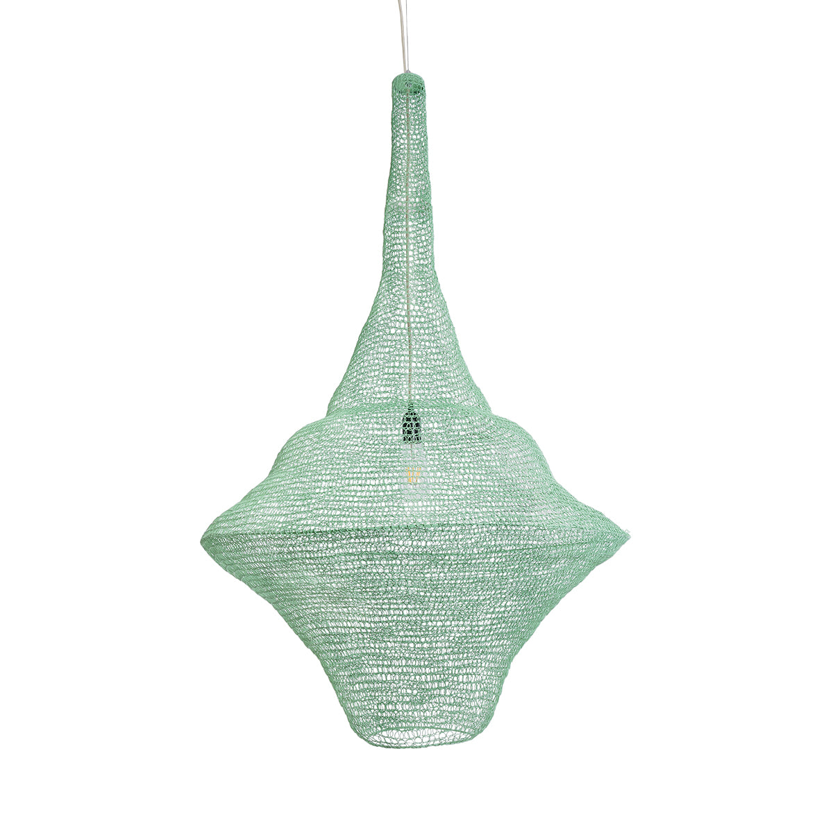 GloboStar® KENTUCKY 01879 Vintage Κρεμαστό Φωτιστικό Οροφής Μονόφωτο 1 x E27 AC220-240V IP20 - Φ80 x Υ140cm - Τιρκουάζ Μεταλλικό Πλέγμα - 5 Χρόνια Εγγύηση - ledmania.gr