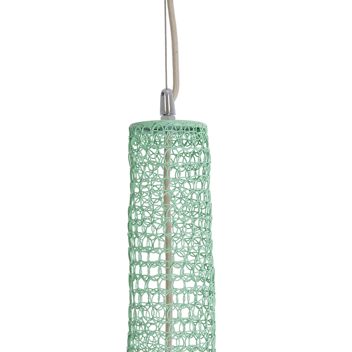 GloboStar® KENTUCKY 01879 Vintage Κρεμαστό Φωτιστικό Οροφής Μονόφωτο 1 x E27 AC220-240V IP20 - Φ80 x Υ140cm - Τιρκουάζ Μεταλλικό Πλέγμα - 5 Χρόνια Εγγύηση - ledmania.gr