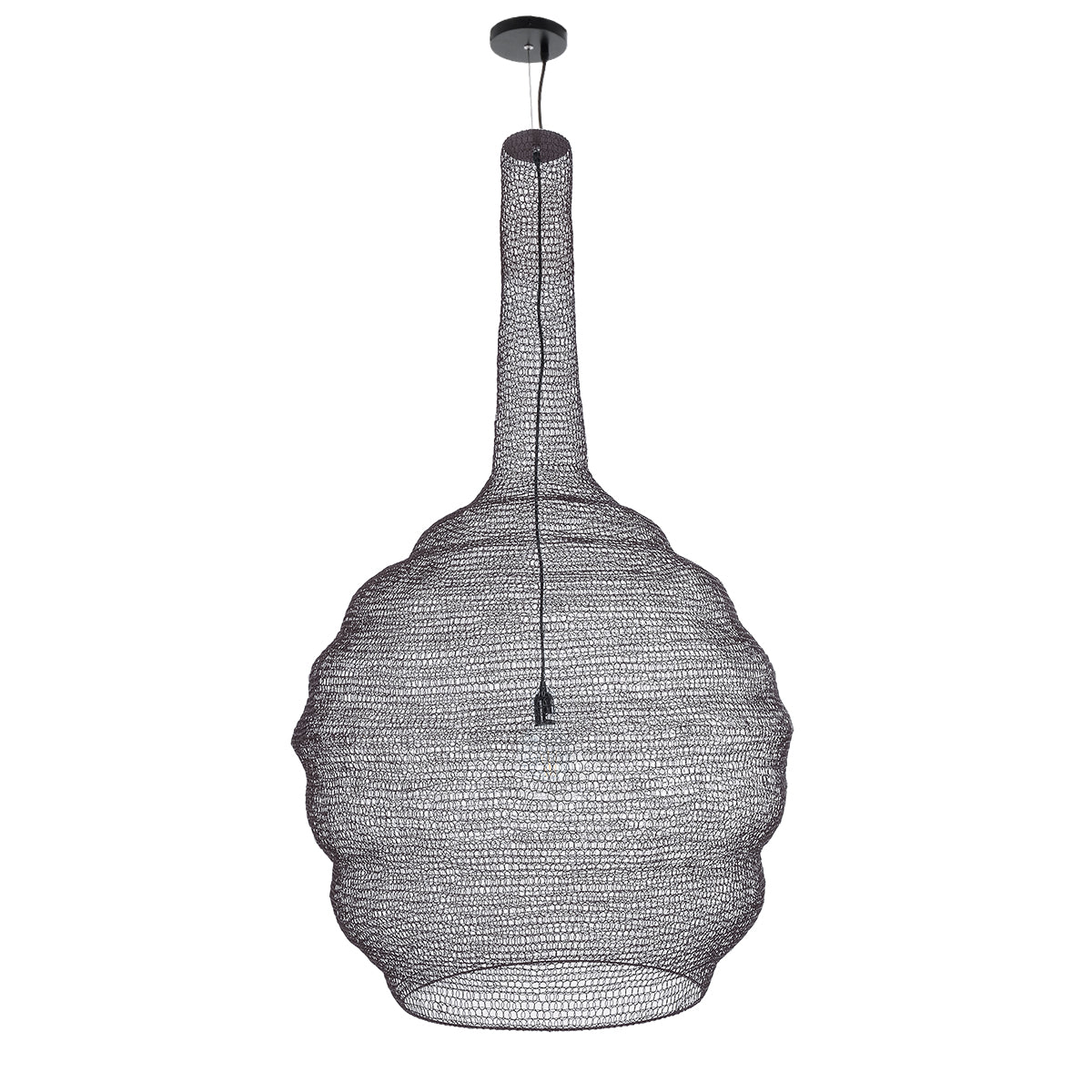 GloboStar® KENTUCKY 01887 Vintage Κρεμαστό Φωτιστικό Οροφής Μονόφωτο 1 x E27 AC220-240V IP20 - Φ90 x Υ110cm - Σκούρο Καφέ Μεταλλικό Πλέγμα - ledmania.gr