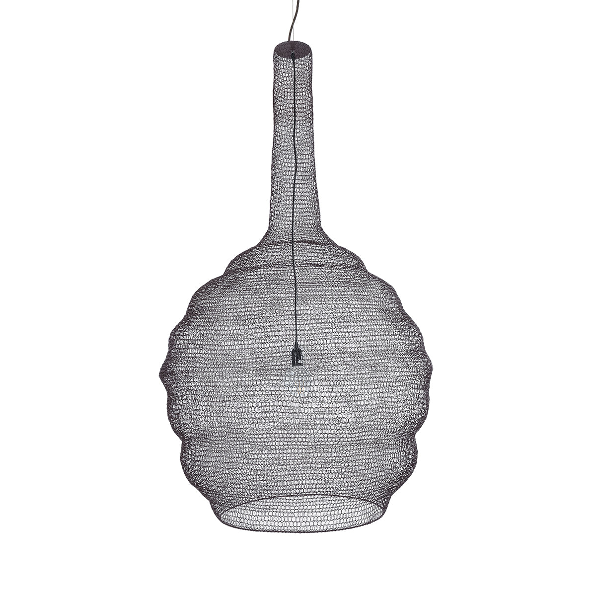 GloboStar® KENTUCKY 01887 Vintage Κρεμαστό Φωτιστικό Οροφής Μονόφωτο 1 x E27 AC220-240V IP20 - Φ90 x Υ110cm - Σκούρο Καφέ Μεταλλικό Πλέγμα - ledmania.gr
