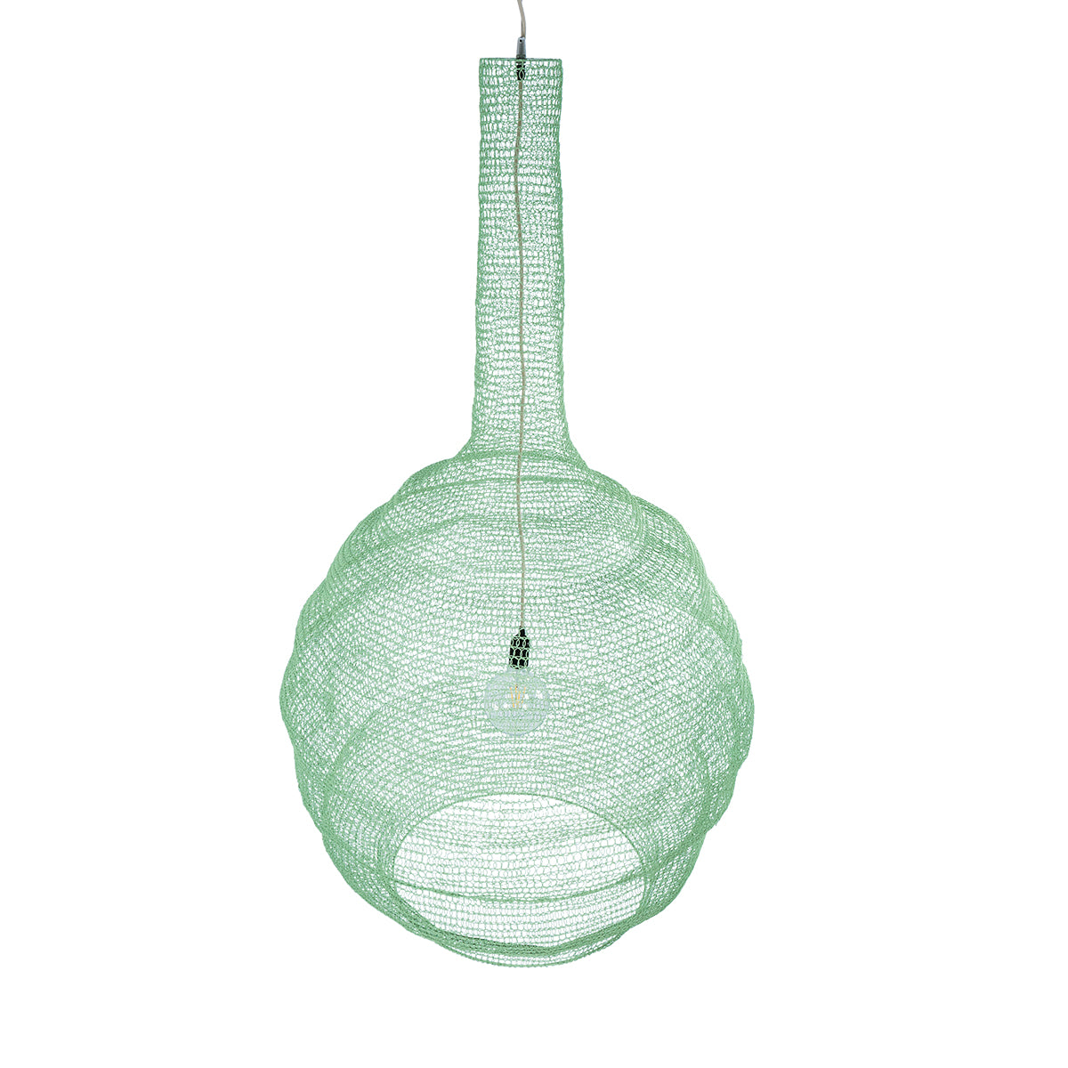 GloboStar® KENTUCKY 01888 Vintage Κρεμαστό Φωτιστικό Οροφής Μονόφωτο 1 x E27 AC220-240V IP20 - Φ90 x Υ110cm - Τιρκουάζ Μεταλλικό Πλέγμα - ledmania.gr