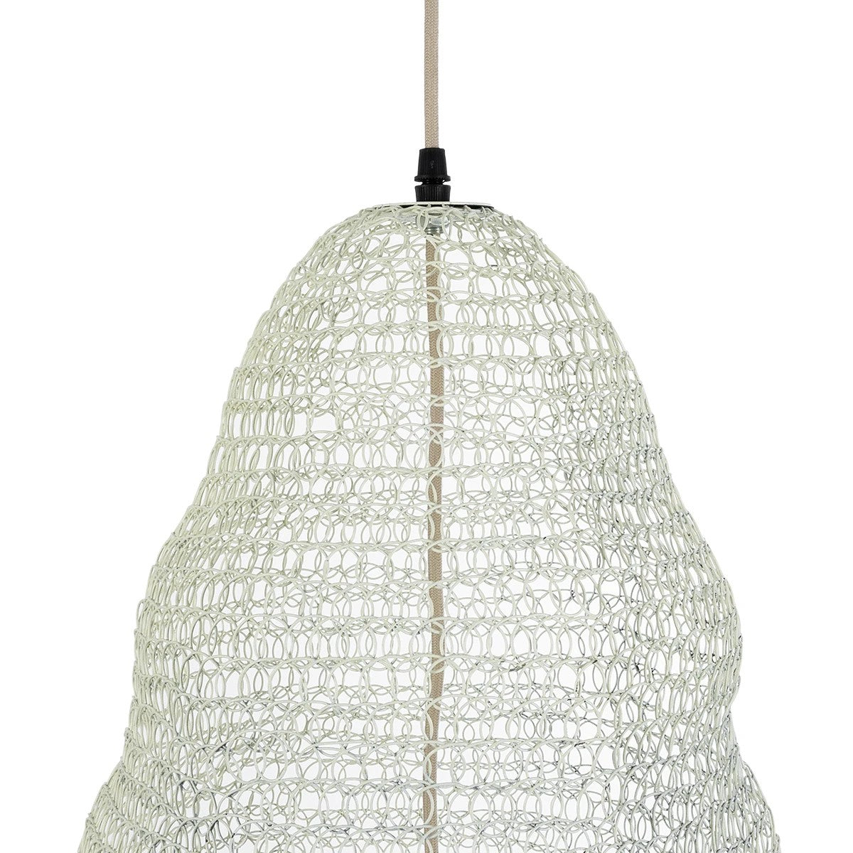 GloboStar® KENTUCKY 01892 Vintage Κρεμαστό Φωτιστικό Πλέγμα Μονόφωτο 1 x E27 IP20 Λευκό Μέταλλο - Μ60 x Π60 x Υ52cm - ledmania.gr