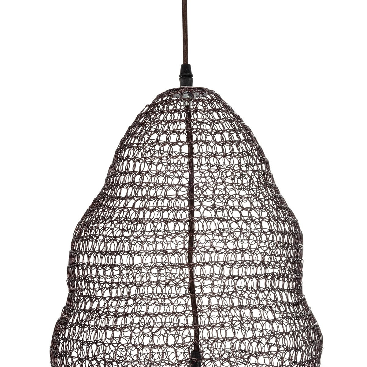 GloboStar® KENTUCKY 01893 Vintage Κρεμαστό Φωτιστικό Πλέγμα Μονόφωτο 1 x E27 IP20 Καφέ Μέταλλο - Μ60 x Π60 x Υ52cm - ledmania.gr
