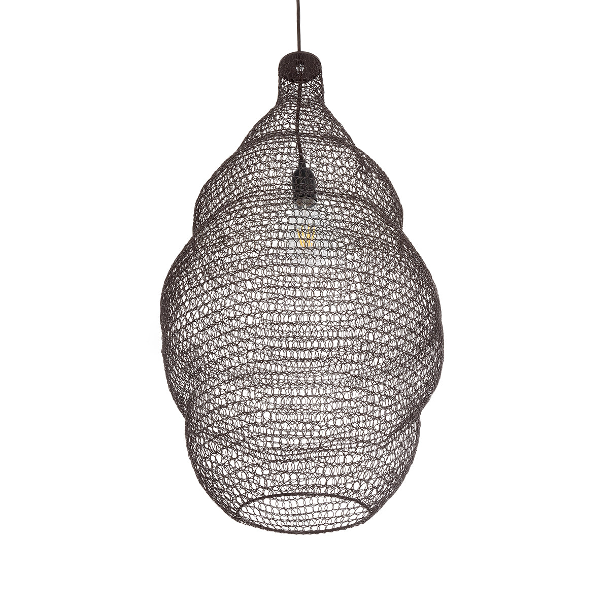 GloboStar® KENTUCKY 01896 Vintage Κρεμαστό Φωτιστικό Οροφής Μονόφωτο 1 x E27 AC220-240V IP20 - Φ40 x Υ70cm - Σκούρο Καφέ Μεταλλικό Πλέγμα - 5 Χρόνια Εγγύηση - ledmania.gr