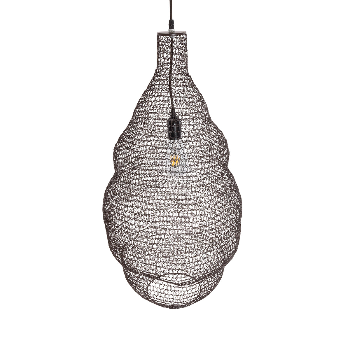 GloboStar® KENTUCKY 01896 Vintage Κρεμαστό Φωτιστικό Οροφής Μονόφωτο 1 x E27 AC220-240V IP20 - Φ40 x Υ70cm - Σκούρο Καφέ Μεταλλικό Πλέγμα - 5 Χρόνια Εγγύηση - ledmania.gr