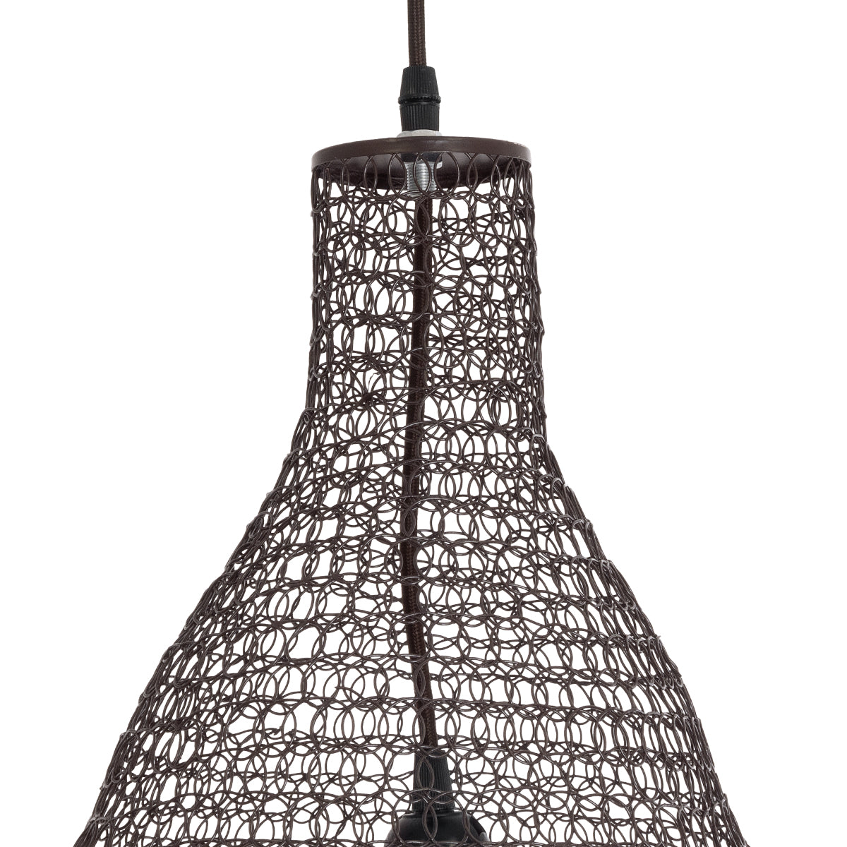 GloboStar® KENTUCKY 01896 Vintage Κρεμαστό Φωτιστικό Οροφής Μονόφωτο 1 x E27 AC220-240V IP20 - Φ40 x Υ70cm - Σκούρο Καφέ Μεταλλικό Πλέγμα - 5 Χρόνια Εγγύηση - ledmania.gr