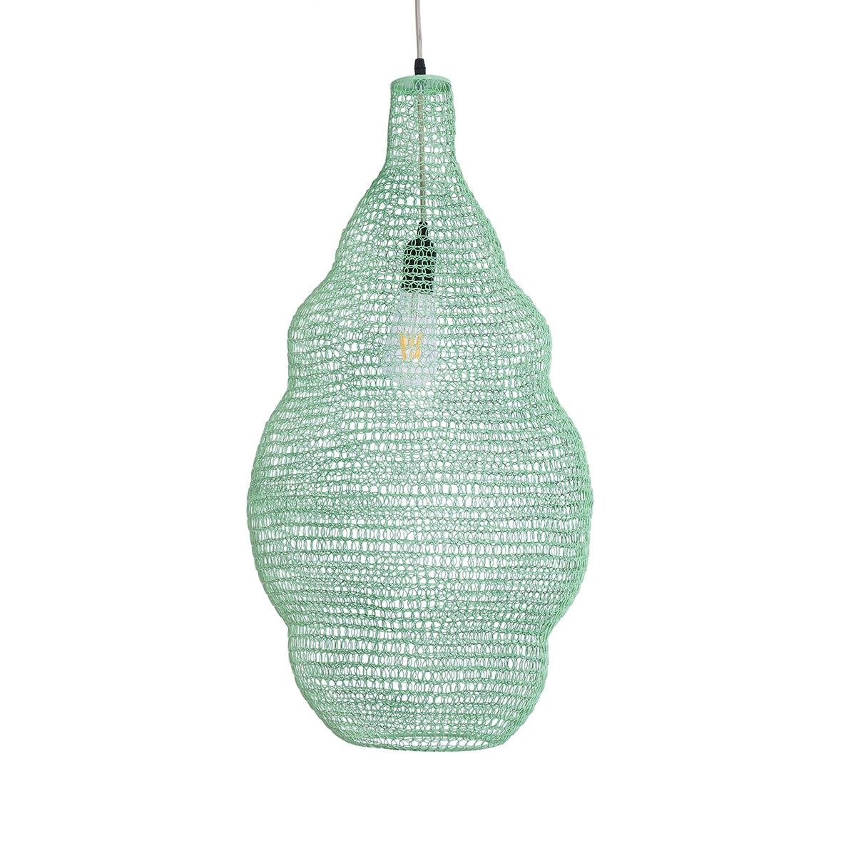 GloboStar® KENTUCKY 01897 Vintage Κρεμαστό Φωτιστικό Οροφής Μονόφωτο 1 x E27 AC220-240V IP20 - Φ40 x Υ70cm - Τιρκουάζ Μεταλλικό Πλέγμα - 5 Χρόνια Εγγύηση - ledmania.gr