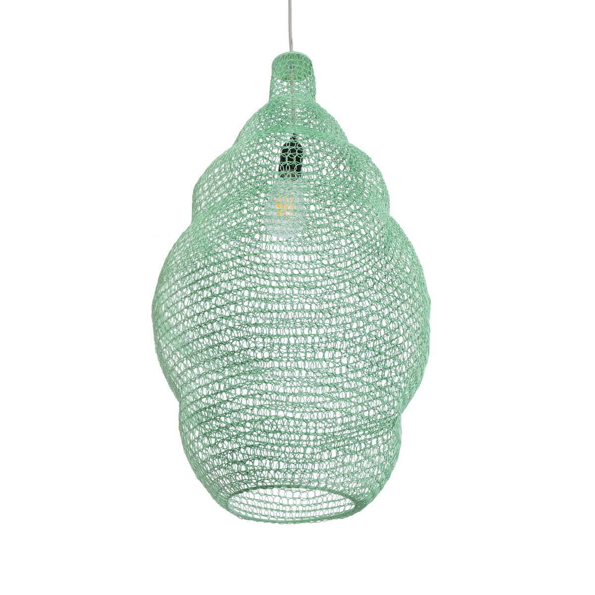 GloboStar® KENTUCKY 01897 Vintage Κρεμαστό Φωτιστικό Οροφής Μονόφωτο 1 x E27 AC220-240V IP20 - Φ40 x Υ70cm - Τιρκουάζ Μεταλλικό Πλέγμα - 5 Χρόνια Εγγύηση - ledmania.gr