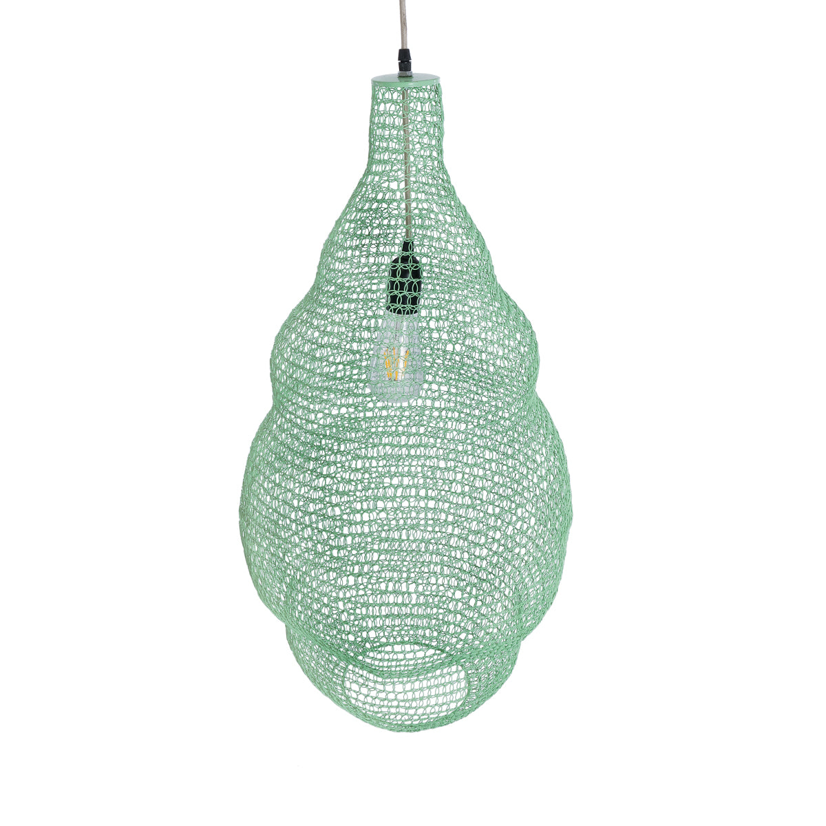 GloboStar® KENTUCKY 01897 Vintage Κρεμαστό Φωτιστικό Οροφής Μονόφωτο 1 x E27 AC220-240V IP20 - Φ40 x Υ70cm - Τιρκουάζ Μεταλλικό Πλέγμα - 5 Χρόνια Εγγύηση - ledmania.gr