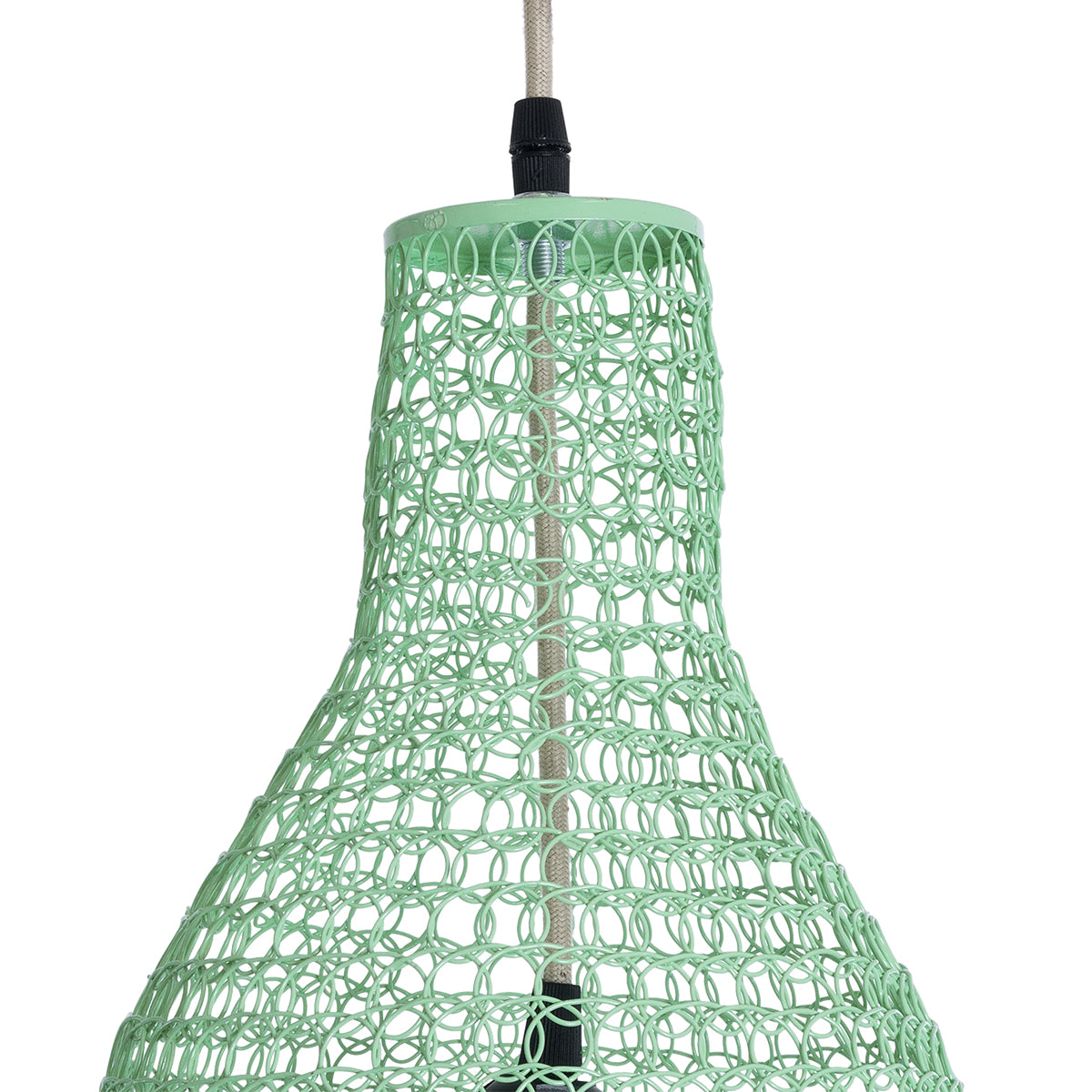 GloboStar® KENTUCKY 01897 Vintage Κρεμαστό Φωτιστικό Οροφής Μονόφωτο 1 x E27 AC220-240V IP20 - Φ40 x Υ70cm - Τιρκουάζ Μεταλλικό Πλέγμα - 5 Χρόνια Εγγύηση - ledmania.gr