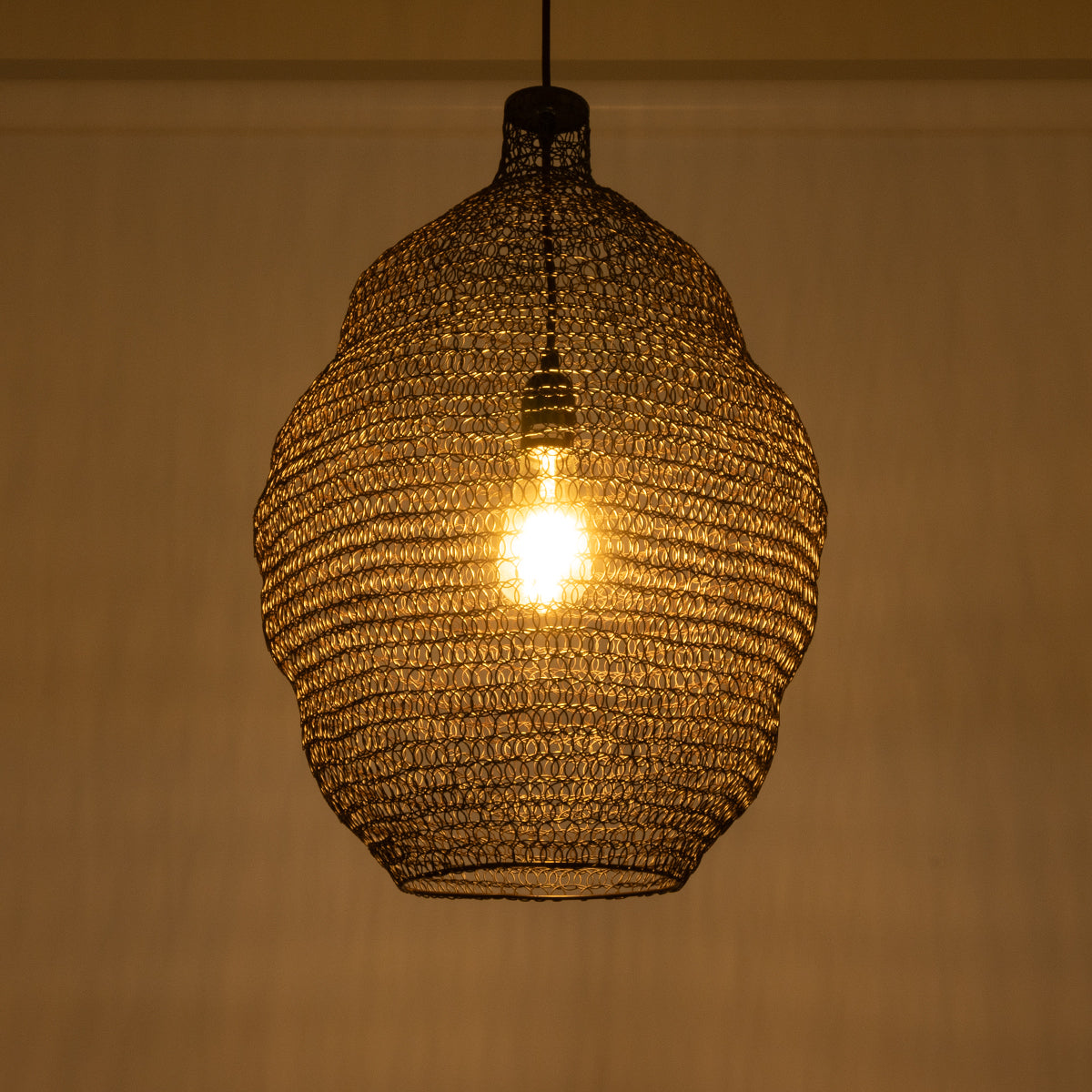 GloboStar® KENTUCKY 01899 Vintage Κρεμαστό Φωτιστικό Οροφής Μονόφωτο 1 x E27 AC220-240V IP20 - Φ40 x Υ60cm - Σκούρο Καφέ Μεταλλικό Πλέγμα - ledmania.gr