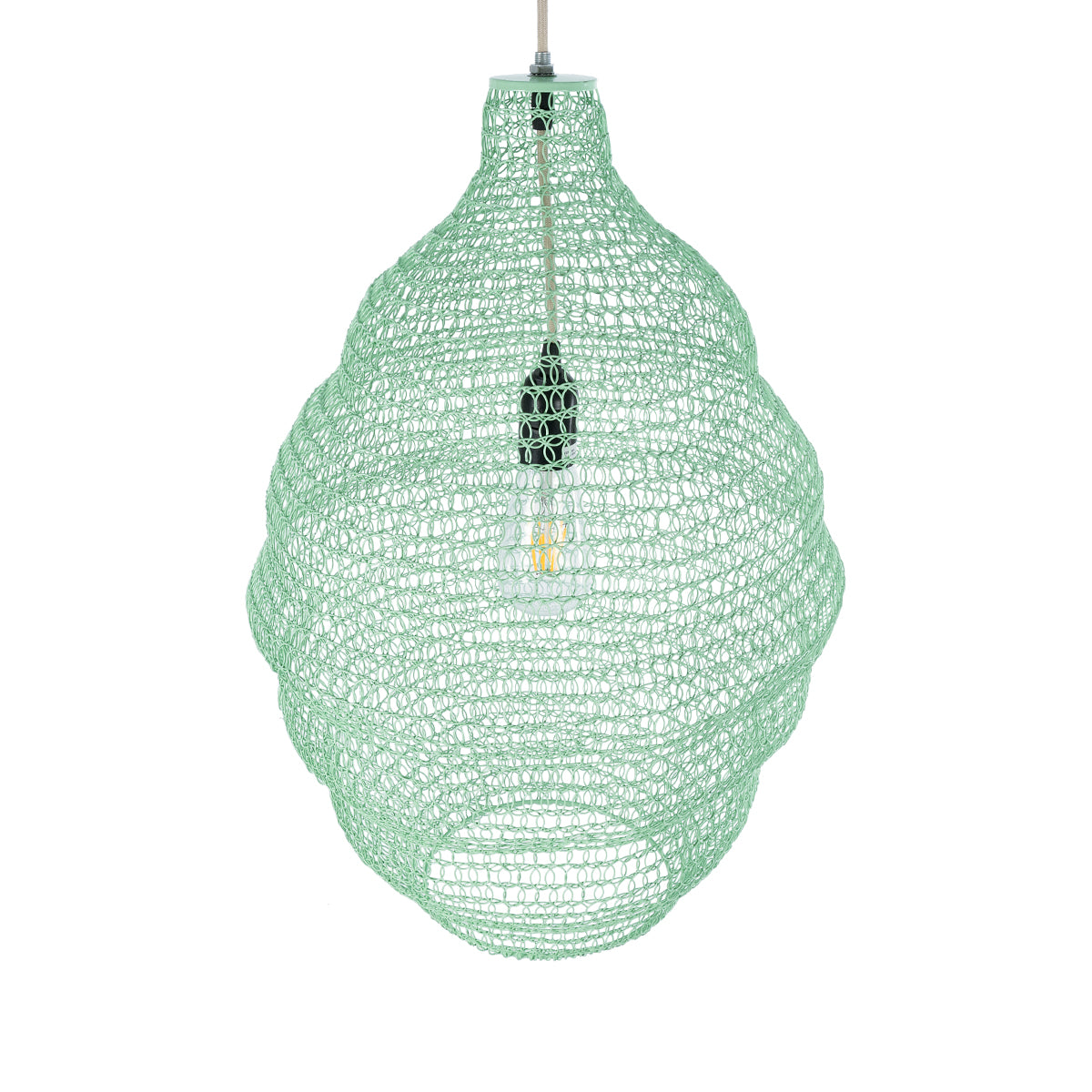 GloboStar® KENTUCKY 01900 Vintage Κρεμαστό Φωτιστικό Οροφής Μονόφωτο 1 x E27 AC220-240V IP20 - Φ40 x Υ60cm - Τιρκουάζ Μεταλλικό Πλέγμα - ledmania.gr