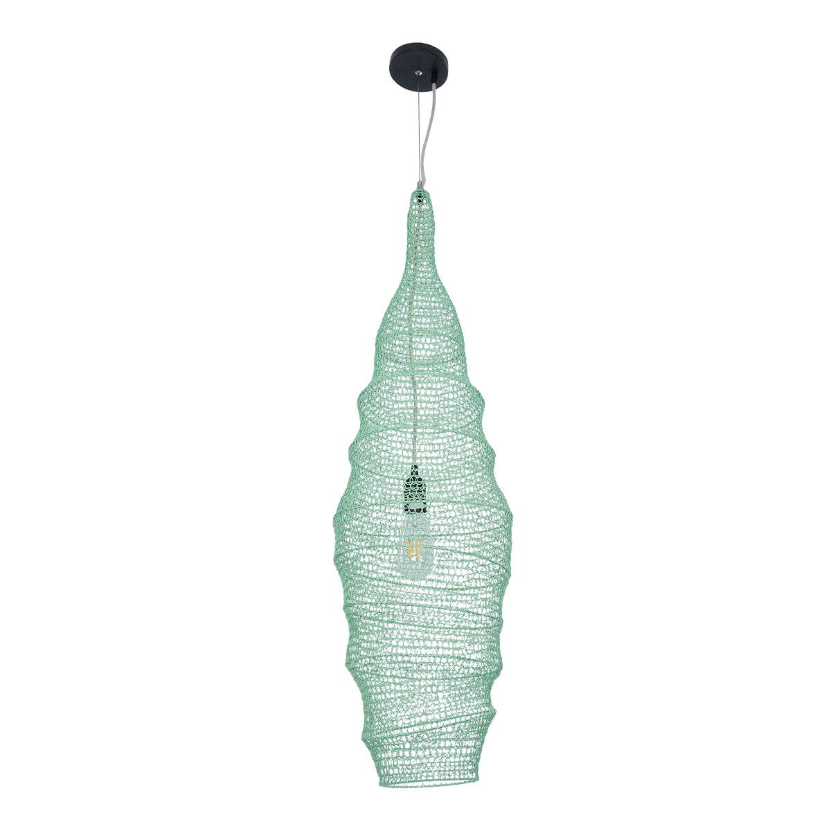 GloboStar® KENTUCKY 01909 Vintage Κρεμαστό Φωτιστικό Οροφής Μονόφωτο 1 x E27 AC220-240V IP20 - Φ30 x Υ105cm - Τιρκουάζ Μεταλλικό Πλέγμα - ledmania.gr