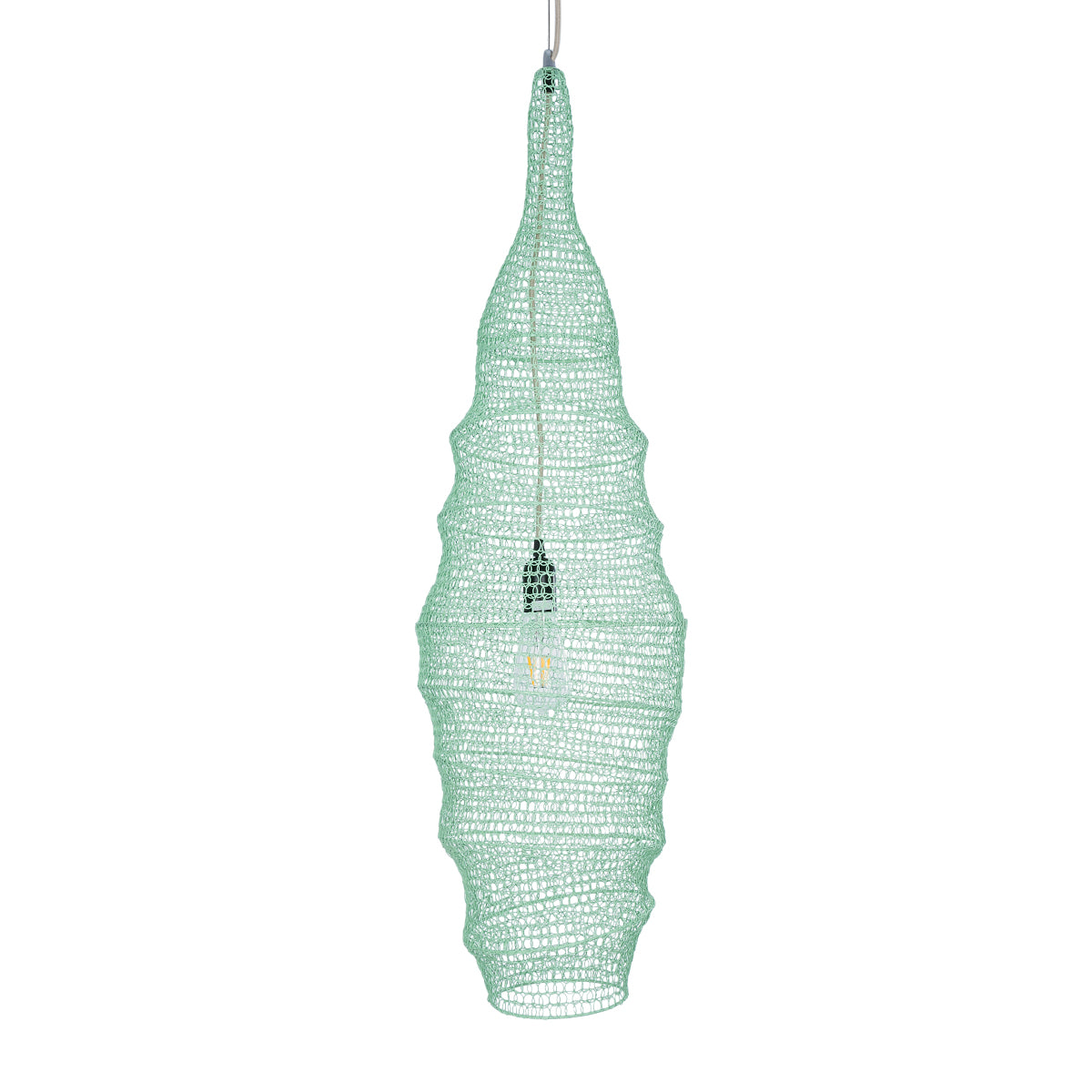 GloboStar® KENTUCKY 01909 Vintage Κρεμαστό Φωτιστικό Οροφής Μονόφωτο 1 x E27 AC220-240V IP20 - Φ30 x Υ105cm - Τιρκουάζ Μεταλλικό Πλέγμα - ledmania.gr