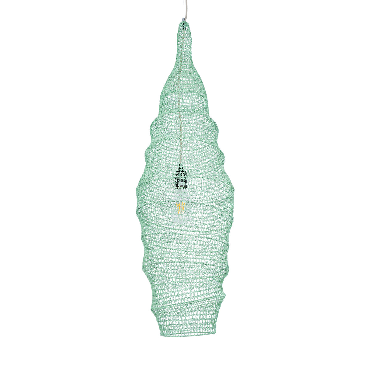 GloboStar® KENTUCKY 01909 Vintage Κρεμαστό Φωτιστικό Οροφής Μονόφωτο 1 x E27 AC220-240V IP20 - Φ30 x Υ105cm - Τιρκουάζ Μεταλλικό Πλέγμα - ledmania.gr