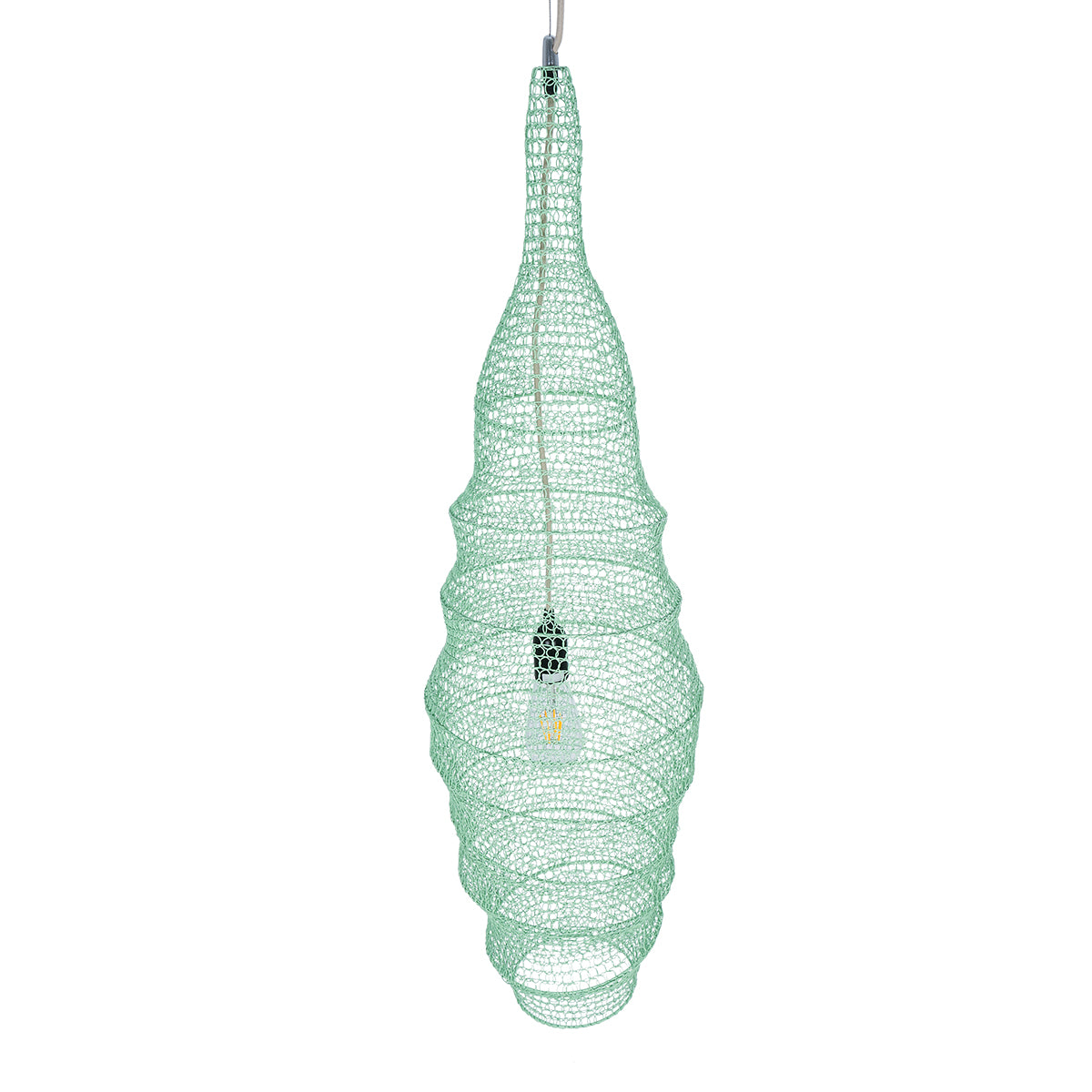 GloboStar® KENTUCKY 01909 Vintage Κρεμαστό Φωτιστικό Οροφής Μονόφωτο 1 x E27 AC220-240V IP20 - Φ30 x Υ105cm - Τιρκουάζ Μεταλλικό Πλέγμα - ledmania.gr