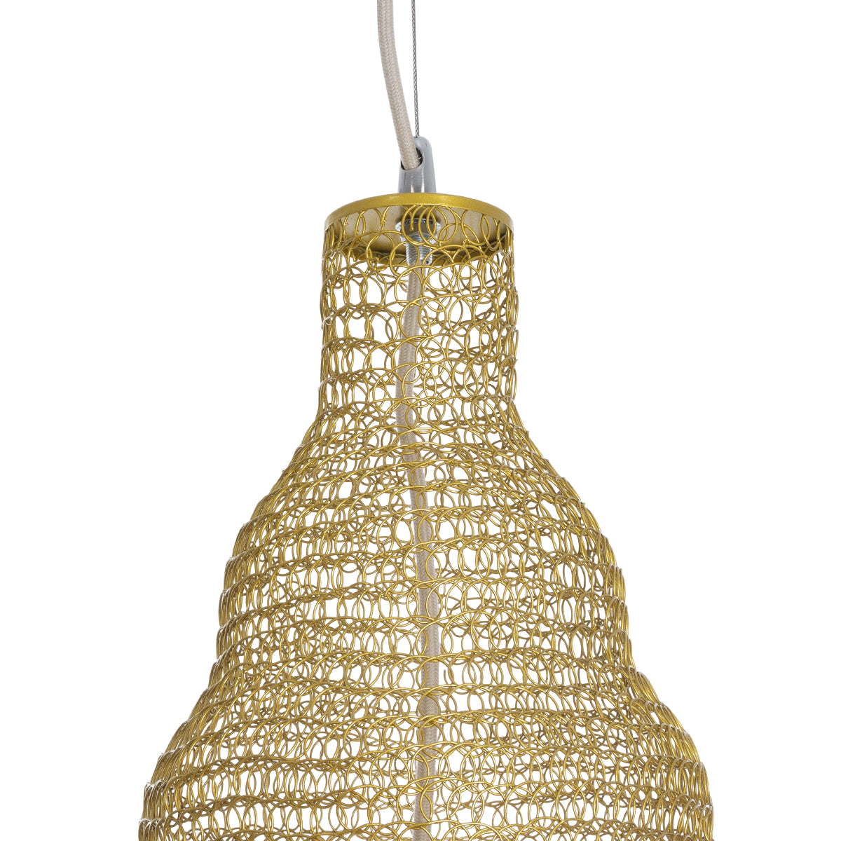 GloboStar® KENTUCKY 01910 Vintage Κρεμαστό Φωτιστικό Οροφής Μονόφωτο 1 x E27 AC220-240V IP20 - Φ40 x Υ80cm - Μπεζ Μεταλλικό με Μπαμπού Πλέγμα - 5 Χρόνια Εγγύηση - ledmania.gr