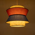 GloboStar® SAIGE 01919 Boho Κρεμαστό Φωτιστικό Οροφής Μονόφωτο 1 x E27 AC220-240V IP20 - Φ50 x Υ43cm - Μπεζ Μπαμπού Πλέγμα με Κόκκινο και Μπλε Υφασμάτινο Καπέλο - 5 Χρόνια Εγγύηση - ledmania.gr