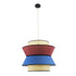 GloboStar® SAIGE 01919 Boho Κρεμαστό Φωτιστικό Οροφής Μονόφωτο 1 x E27 AC220-240V IP20 - Φ50 x Υ43cm - Μπεζ Μπαμπού Πλέγμα με Κόκκινο και Μπλε Υφασμάτινο Καπέλο - 5 Χρόνια Εγγύηση - ledmania.gr