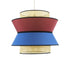 GloboStar® SAIGE 01919 Boho Κρεμαστό Φωτιστικό Οροφής Μονόφωτο 1 x E27 AC220-240V IP20 - Φ50 x Υ43cm - Μπεζ Μπαμπού Πλέγμα με Κόκκινο και Μπλε Υφασμάτινο Καπέλο - 5 Χρόνια Εγγύηση - ledmania.gr