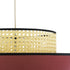 GloboStar® SAIGE 01919 Boho Κρεμαστό Φωτιστικό Οροφής Μονόφωτο 1 x E27 AC220-240V IP20 - Φ50 x Υ43cm - Μπεζ Μπαμπού Πλέγμα με Κόκκινο και Μπλε Υφασμάτινο Καπέλο - 5 Χρόνια Εγγύηση - ledmania.gr