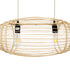 GloboStar® FISH 01927 Μοντέρνο Κρεμαστό Φωτιστικό Οροφής  2 x E27 AC 220-240V IP20 - Μ130 x Π42 x Υ42cm - Μπεζ Ξύλινο Πλέγμα - ledmania.gr