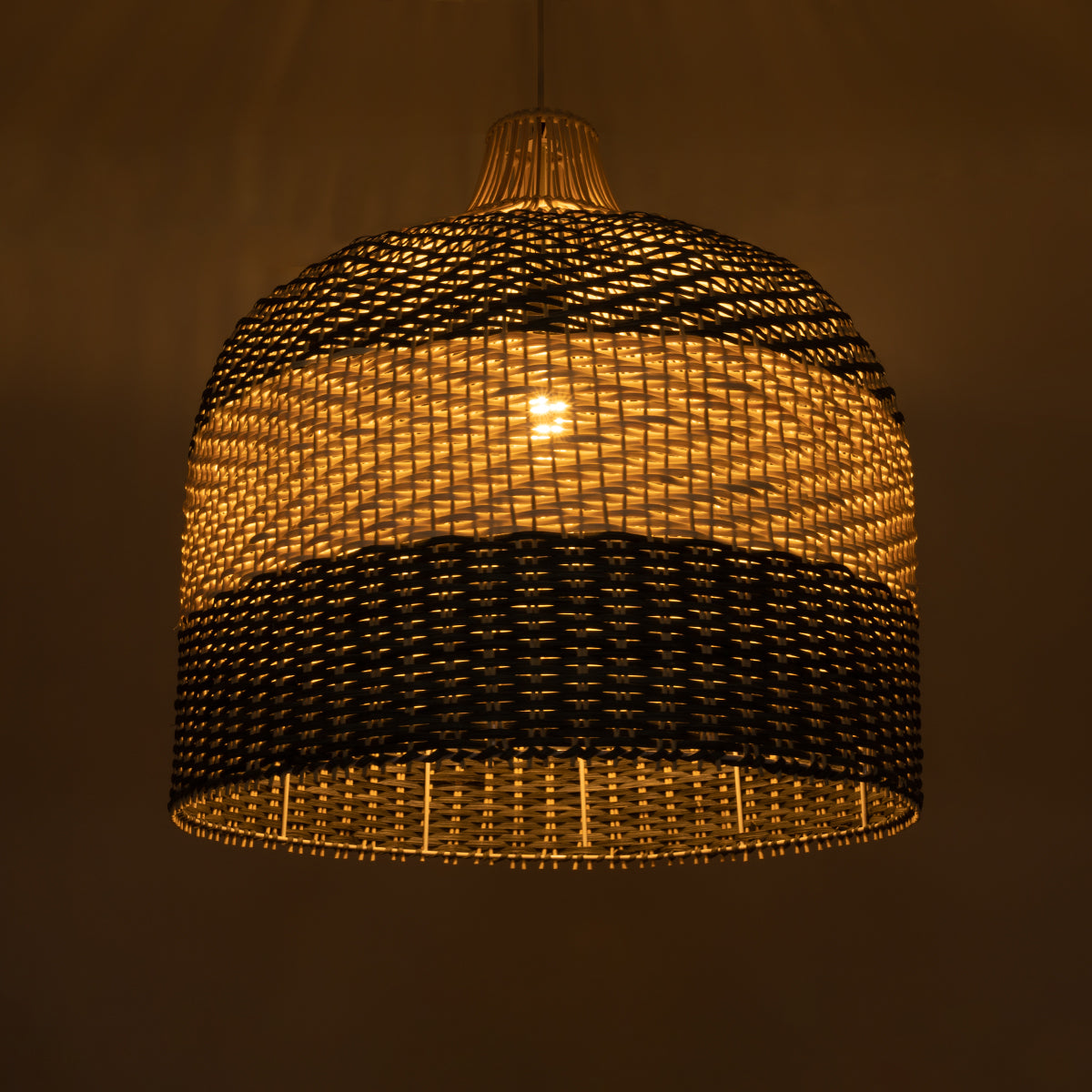 GloboStar® BARBADOS 01945 Boho Κρεμαστό Φωτιστικό Καμπάνα Μονόφωτο 1 x E27 IP20 Μπεζ & Χακί Ξύλο - Μ60 x Π60 x Υ60cm - ledmania.gr