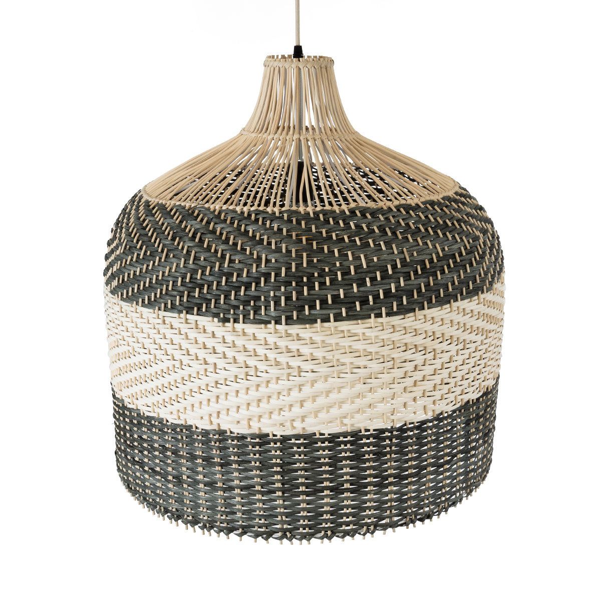 GloboStar® BARBADOS 01945 Boho Κρεμαστό Φωτιστικό Καμπάνα Μονόφωτο 1 x E27 IP20 Μπεζ & Χακί Ξύλο - Μ60 x Π60 x Υ60cm - ledmania.gr