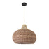 GloboStar® PANAMA 01952 Boho Κρεμαστό Φωτιστικό Καμπάνα Μονόφωτο 1 x E27 IP20 Καφέ & Μπεζ Ξύλο - Μ40 x Π40 x Υ34cm - ledmania.gr