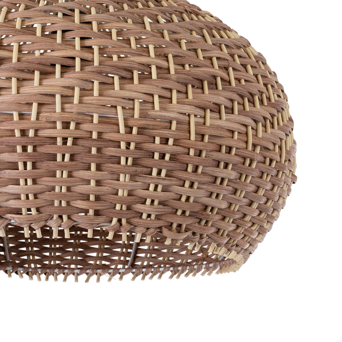 GloboStar® PANAMA 01952 Boho Κρεμαστό Φωτιστικό Καμπάνα Μονόφωτο 1 x E27 IP20 Καφέ & Μπεζ Ξύλο - Μ40 x Π40 x Υ34cm - ledmania.gr
