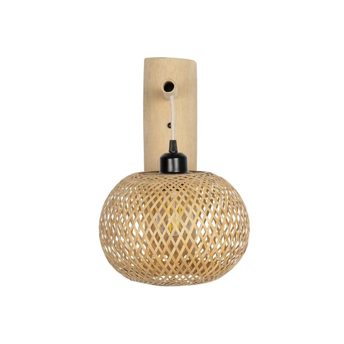 GLOBOSTAR® SELVA 01963 Boho Φωτιστικό Τοίχου - Απλίκα με Ντουί 1 x E27 AC 220-240V IP20 - Μπεζ - Μ23 x Π23 x Υ37cm