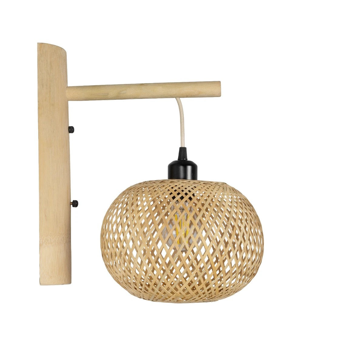 GLOBOSTAR® SELVA 01963 Boho Φωτιστικό Τοίχου - Απλίκα με Ντουί 1 x E27 AC 220-240V IP20 - Μπεζ - Μ23 x Π23 x Υ37cm
