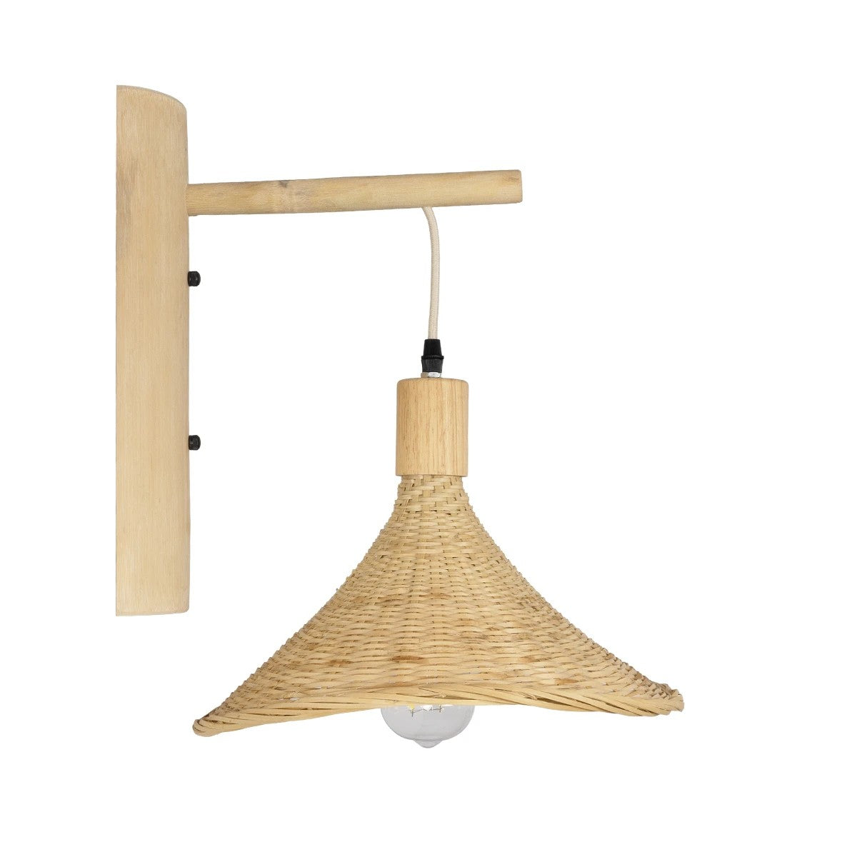 GLOBOSTAR® KALIA 01964 Boho Φωτιστικό Τοίχου - Απλίκα με Ντουί 1 x E27 AC 220-240V IP20 - Μπεζ - Μ33 x Π36 x Υ42cm