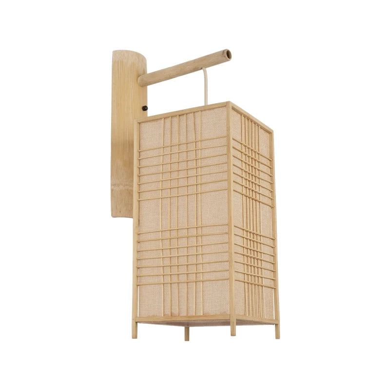 GLOBOSTAR® KOMO 01976 Boho Φωτιστικό Τοίχου - Απλίκα με Ντουί 1 x E27 AC 220-240V IP20 - Μπεζ - Μ20 x Π30 x Υ60cm