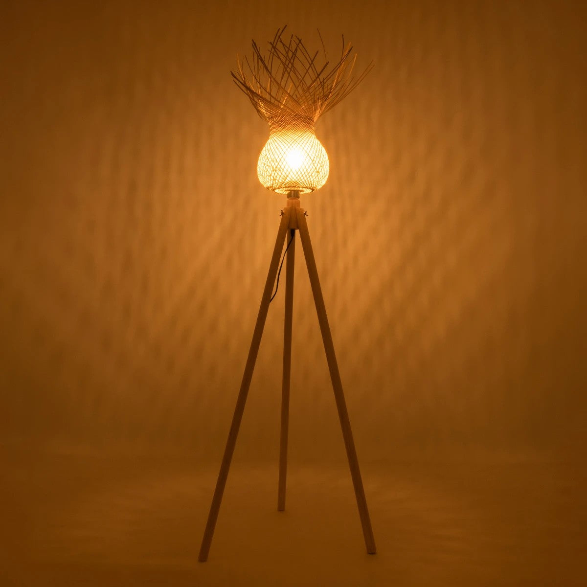 GLOBOSTAR® POPPY 01984 Boho Επιδαπέδιο Φωτιστικό με Ντουί 1 x E27 AC 220-240V IP20 - Μπεζ - Μ58 x Π58 x Υ168cm