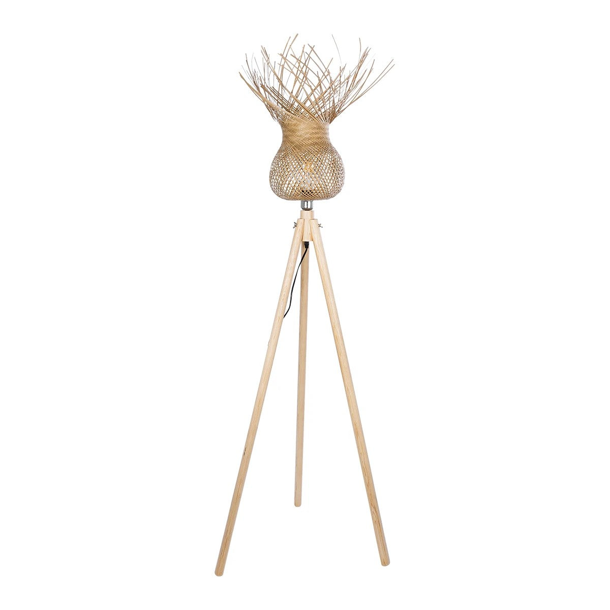 GLOBOSTAR® POPPY 01984 Boho Επιδαπέδιο Φωτιστικό με Ντουί 1 x E27 AC 220-240V IP20 - Μπεζ - Μ58 x Π58 x Υ168cm