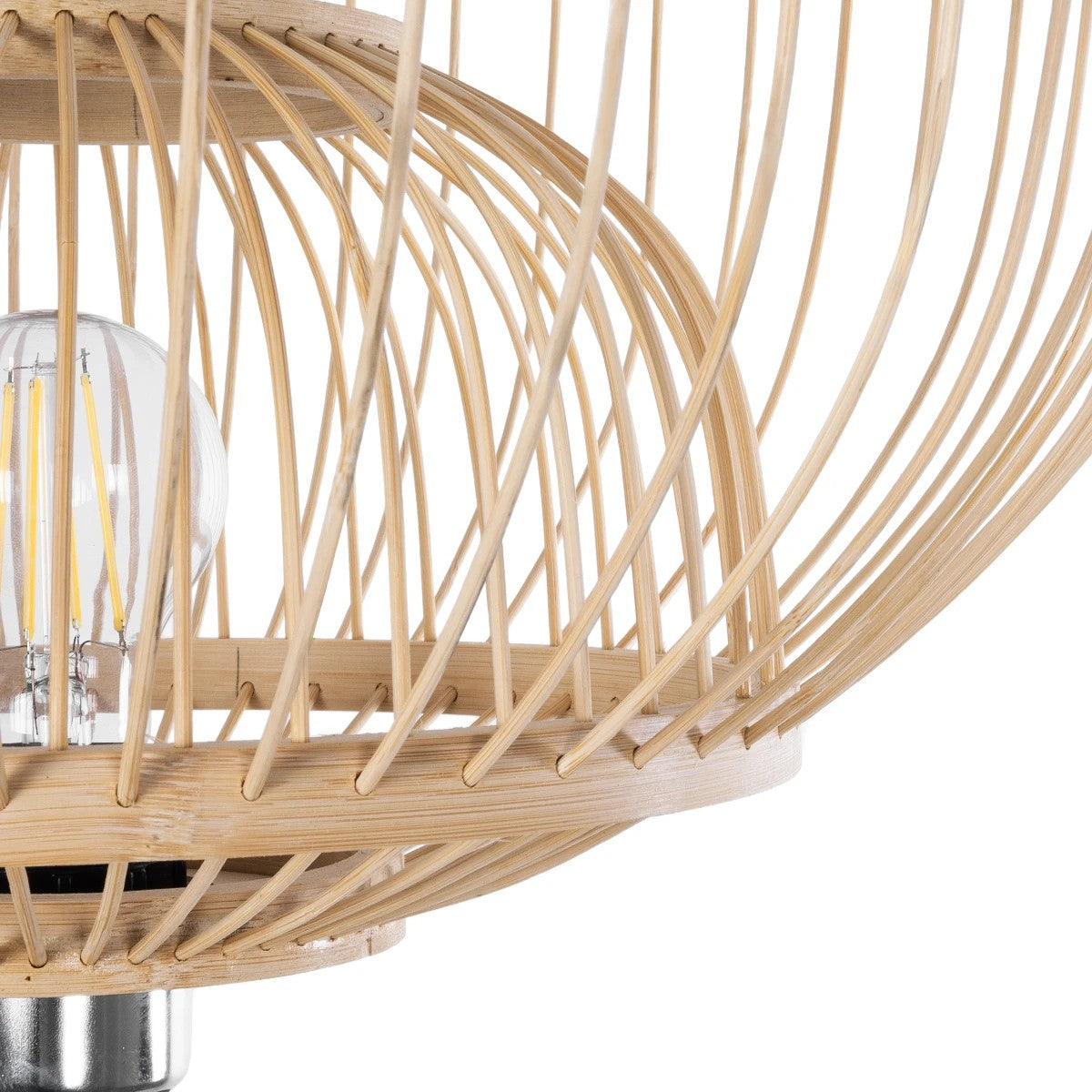GloboStar® POPPY 01986 Boho Επιδαπέδιο Φωτιστικό Μονόφωτο 1 x E27 IP20 Μπεζ Ξύλο - Μ58 x Π58 x Υ141cm - ledmania.gr