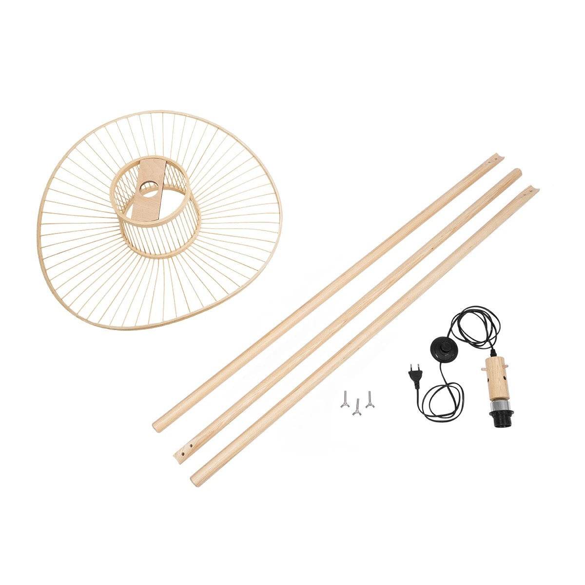 GloboStar® POPPY 01987 Boho Επιδαπέδιο Φωτιστικό Μονόφωτο 1 x E27 IP20 Μπεζ Ξύλο - Μ58 x Π58 x Υ138cm - ledmania.gr