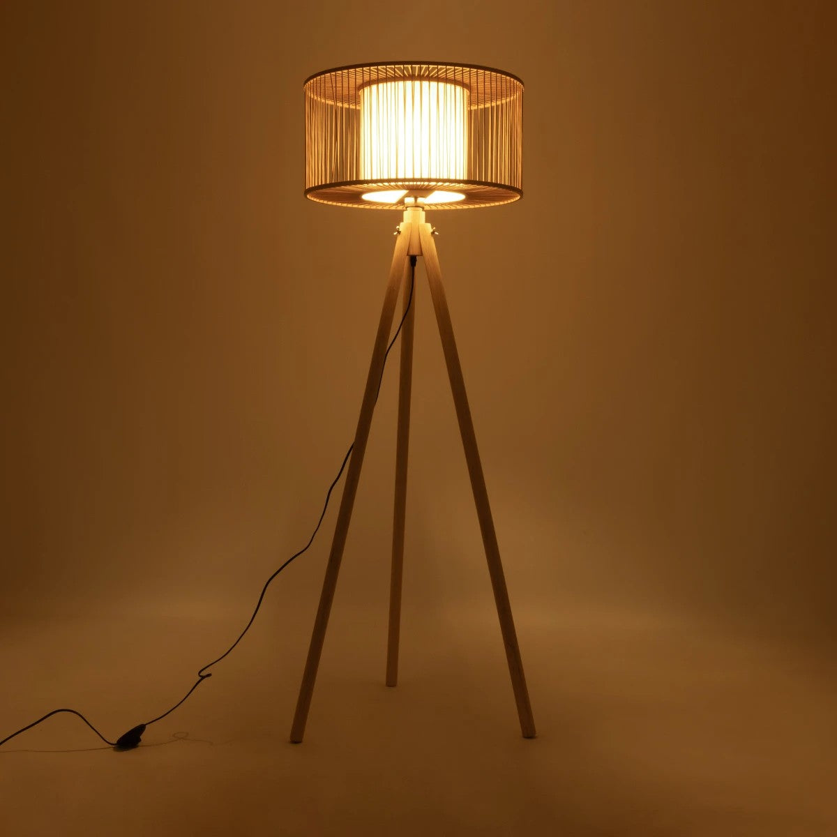 GLOBOSTAR® POPPY 01988 Boho Επιδαπέδιο Φωτιστικό με Ντουί 1 x E27 AC 220-240V IP20 - Μπεζ - Μ58 x Π58 x Υ145.5cm - ledmania.gr