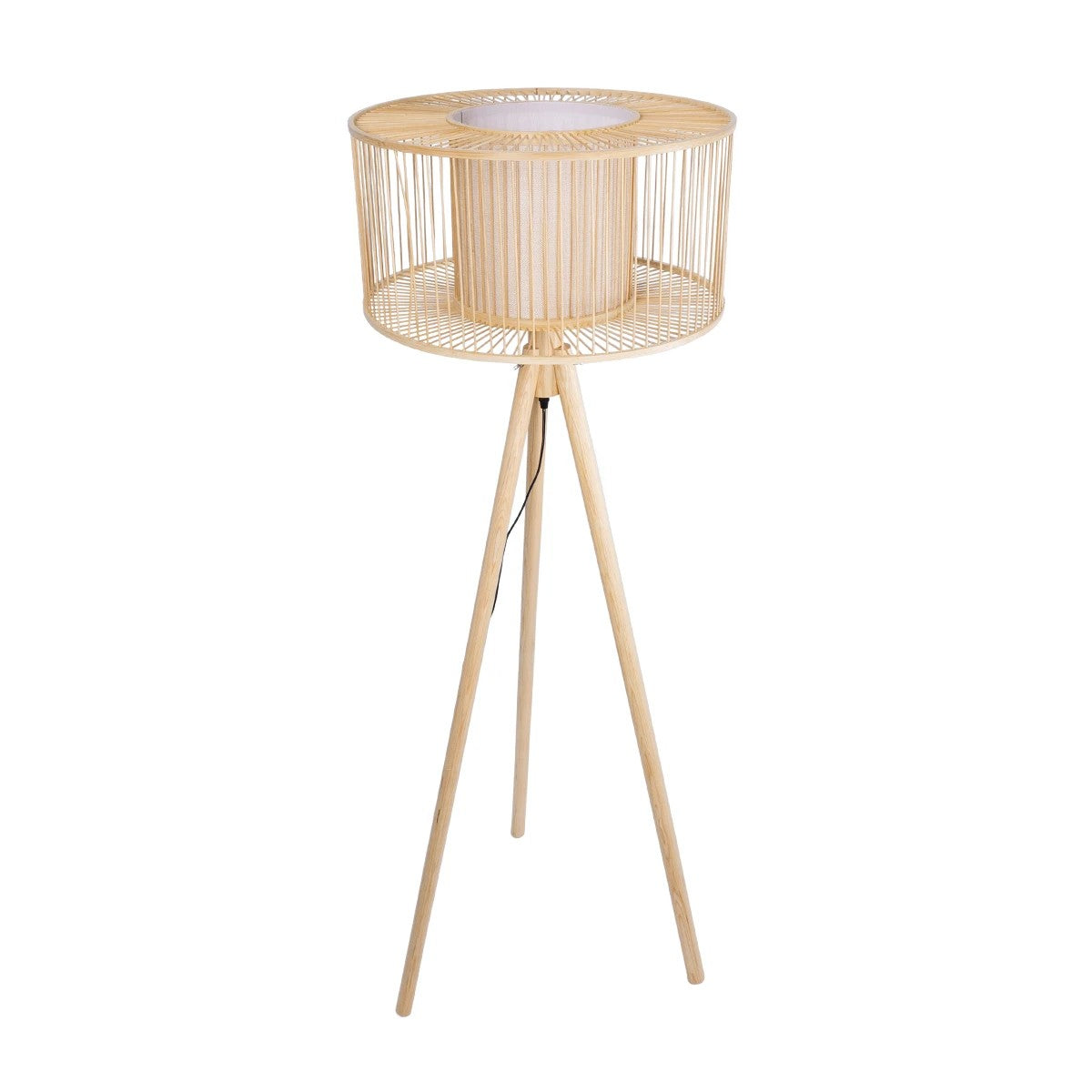 GLOBOSTAR® POPPY 01988 Boho Επιδαπέδιο Φωτιστικό με Ντουί 1 x E27 AC 220-240V IP20 - Μπεζ - Μ58 x Π58 x Υ145.5cm - ledmania.gr