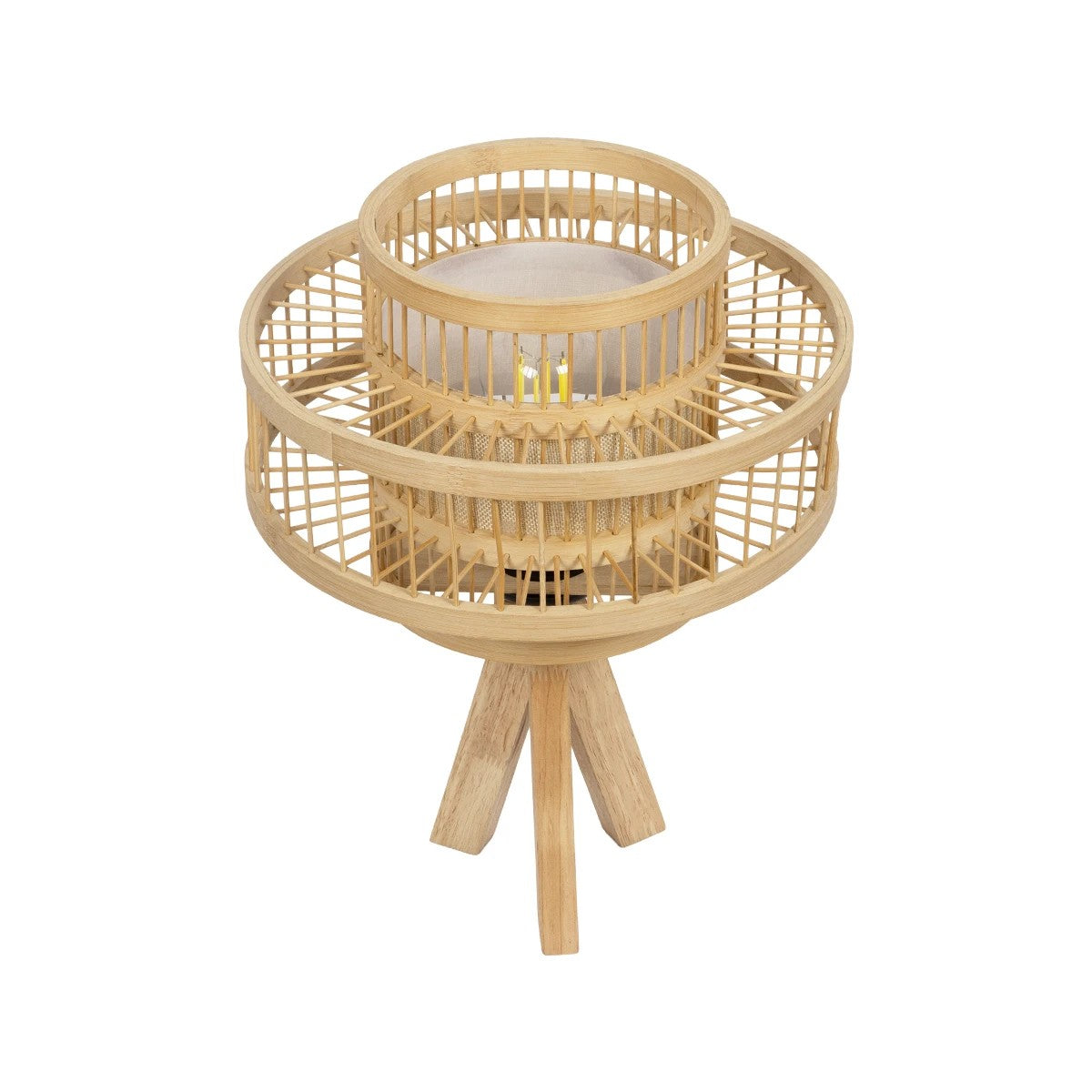 GLOBOSTAR® TULUM 01991 Boho Επιτραπέζιο Φωτιστικό Πορτατίφ με Ντουί 1 x E27 AC 220-240V IP20 - Μπεζ - Μ30 x Π30 x Υ41cm