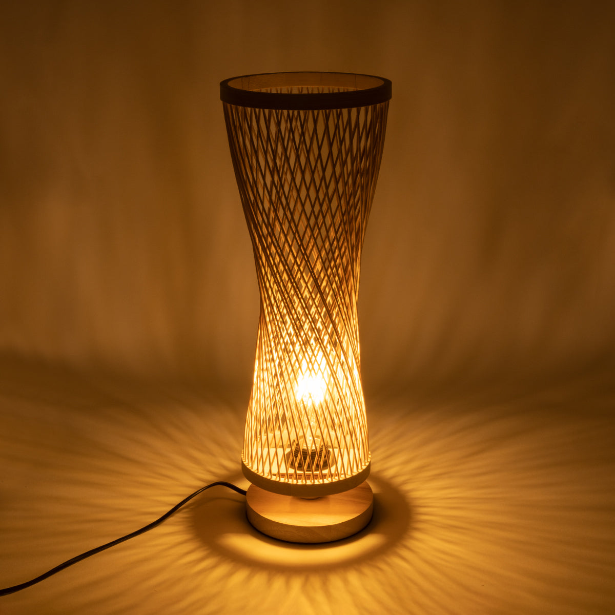 GLOBOSTAR® ROWAN 01994 Boho Επιτραπέζιο Φωτιστικό Πορτατίφ με Ντουί 1 x E27 AC 220-240V IP20 - Μπεζ - Μ17 x Π17 x Υ42cm - ledmania.gr