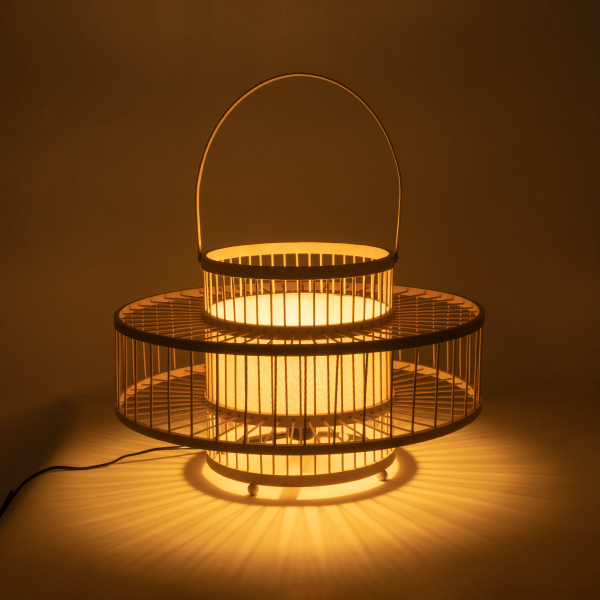 GLOBOSTAR® SORENIA 02003 Boho Επιδαπέδιο Φωτιστικό με Ντουί 1 x E27 AC 220-240V IP20 - Μπεζ - Μ48x Π48 x Υ27cm - ledmania.gr