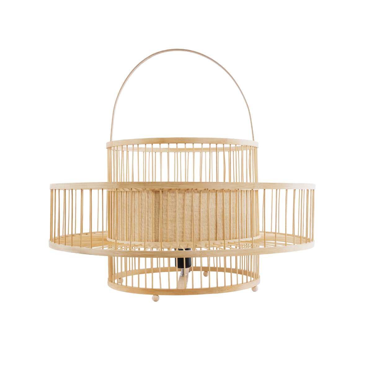 GloboStar® SORENIA 02004 Boho Επιδαπέδιο Φωτιστικό Μονόφωτο 1 x E27 AC220-240V IP20 - Φ60 x Υ32cm - Μπεζ Ξύλινο Μπαμπού Πλέγμα - 5 Χρόνια Εγγύηση - ledmania.gr